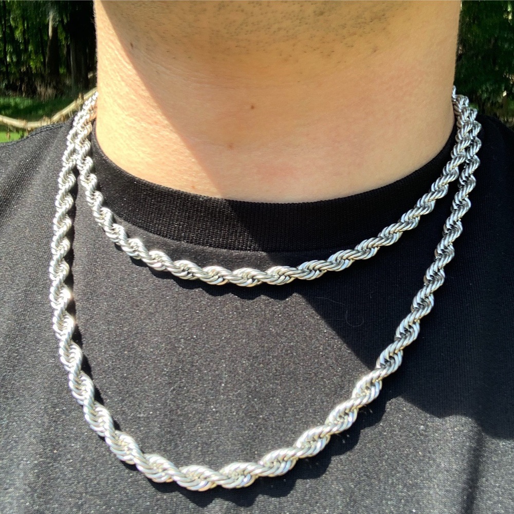 6mm Silver Rope Chain Necklace